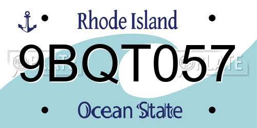 9BQT057 Rhode Island License Plate