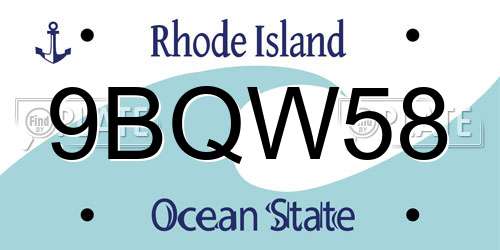 9BQW58 Rhode Island License Plate