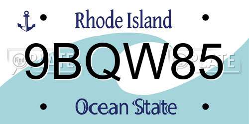 9BQW85 Rhode Island License Plate