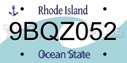 9BQZ052 Rhode Island License Plate
