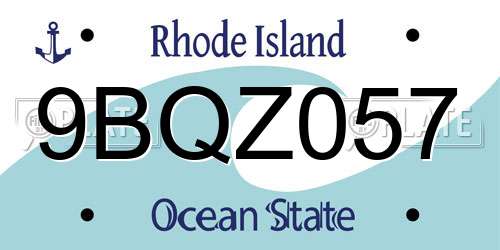 9BQZ057 Rhode Island License Plate