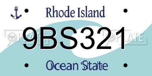 9BS321 Rhode Island License Plate