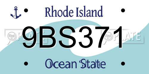 9BS371 Rhode Island License Plate