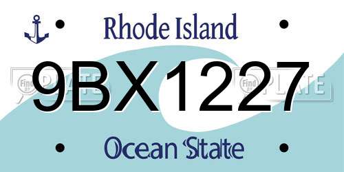9BX1227 Rhode Island License Plate