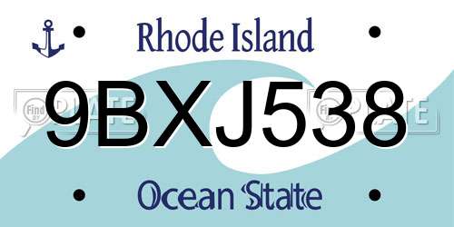 9BXJ538 Rhode Island License Plate
