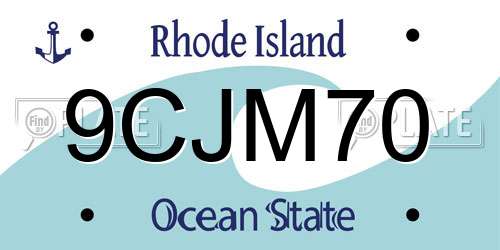 9CJM70 Rhode Island License Plate