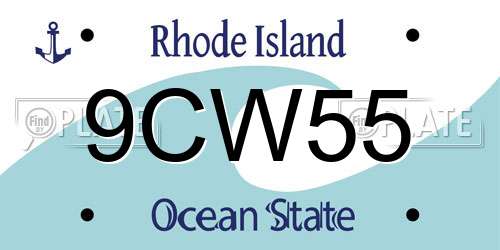 9CW55 Rhode Island License Plate