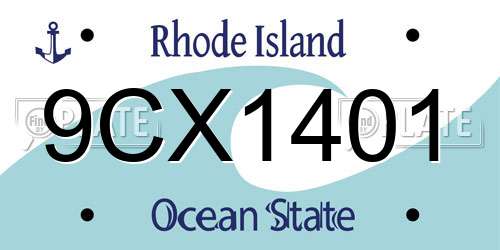 9CX1401 Rhode Island License Plate