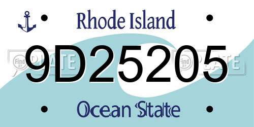 9D25205 Rhode Island License Plate