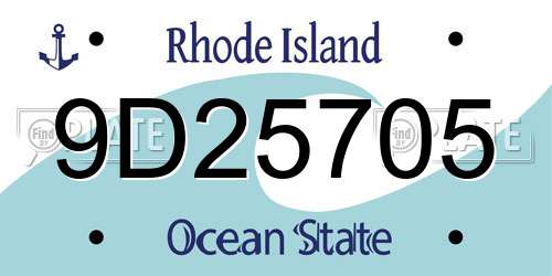 9D25705 Rhode Island License Plate