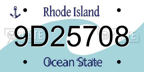 9D25708 Rhode Island License Plate