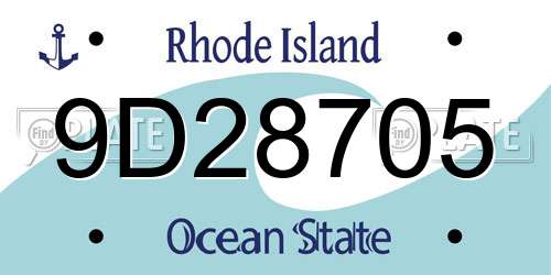 9D28705 Rhode Island License Plate
