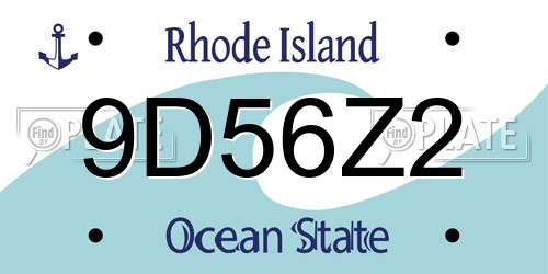 9D56Z2 Rhode Island License Plate