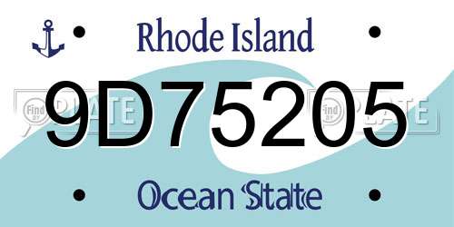 9D75205 Rhode Island License Plate