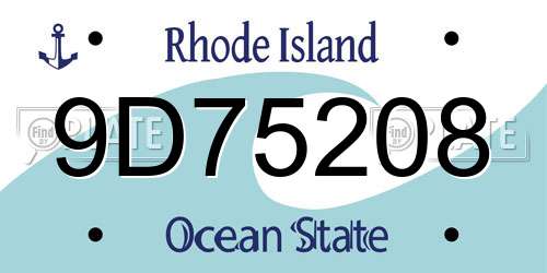 9D75208 Rhode Island License Plate