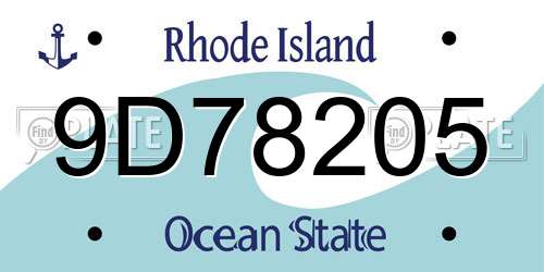 9D78205 Rhode Island License Plate