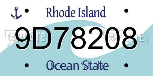 9D78208 Rhode Island License Plate