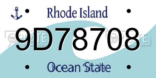 9D78708 Rhode Island License Plate