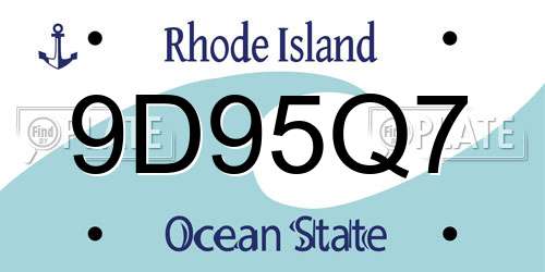 9D95Q7 Rhode Island License Plate