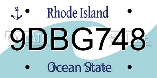 9DBG748 Rhode Island License Plate