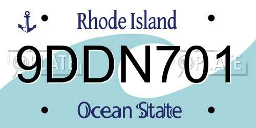 9DDN701 Rhode Island License Plate
