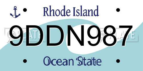 9DDN987 Rhode Island License Plate