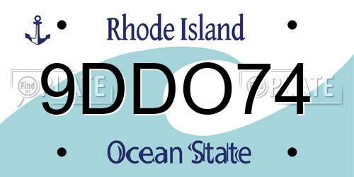 9DDO74 Rhode Island License Plate