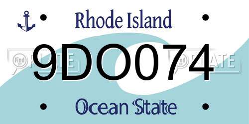 9DO074 Rhode Island License Plate