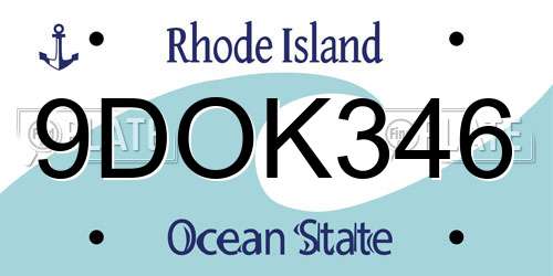 9DOK346 Rhode Island License Plate