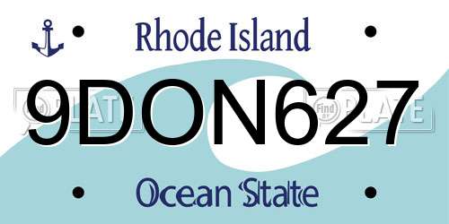 9DON627 Rhode Island License Plate