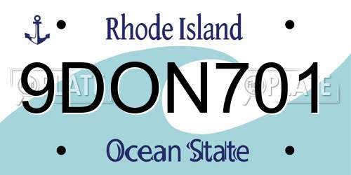 9DON701 Rhode Island License Plate
