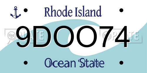 9DOO74 Rhode Island License Plate