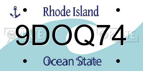 9DOQ74 Rhode Island License Plate