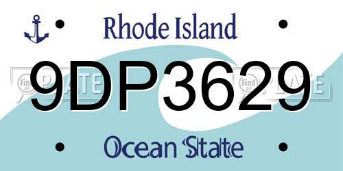 9DP3629 Rhode Island License Plate