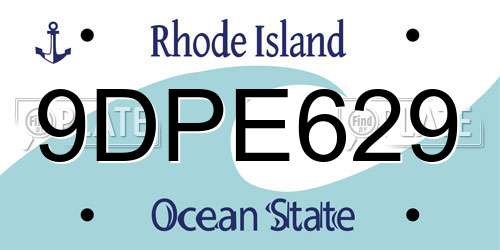 9DPE629 Rhode Island License Plate