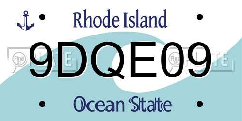 9DQE09 Rhode Island License Plate
