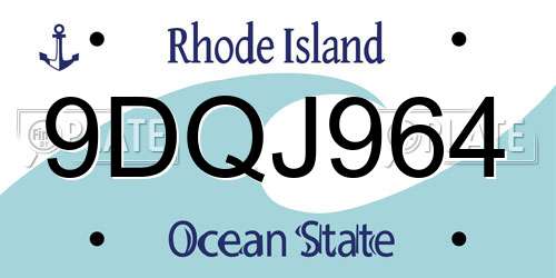 9DQJ964 Rhode Island License Plate