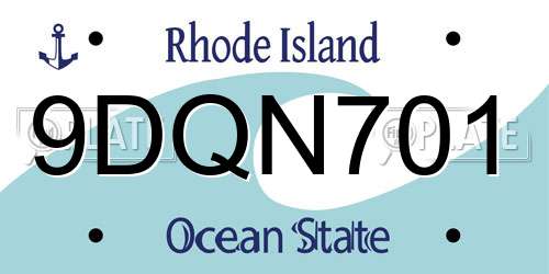 9DQN701 Rhode Island License Plate
