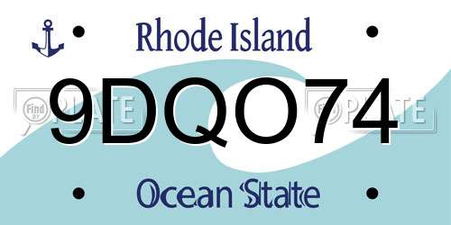 9DQO74 Rhode Island License Plate