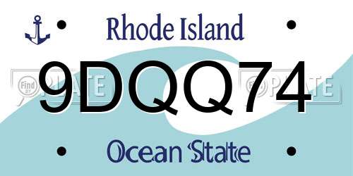 9DQQ74 Rhode Island License Plate