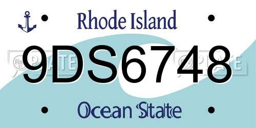 9DS6748 Rhode Island License Plate