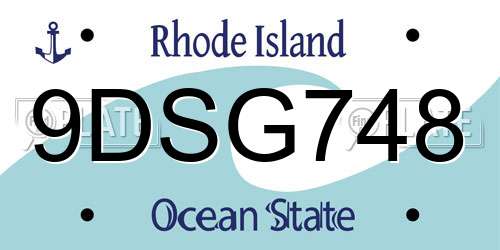 9DSG748 Rhode Island License Plate