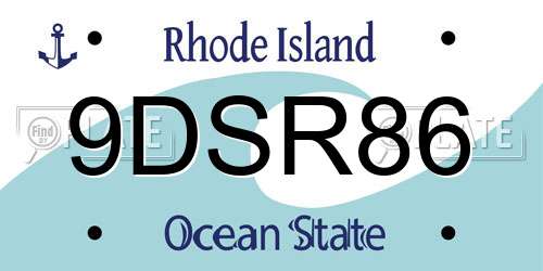 9DSR86 Rhode Island License Plate