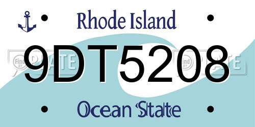 9DT5208 Rhode Island License Plate