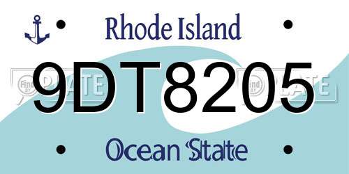 9DT8205 Rhode Island License Plate