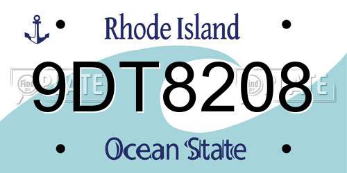 9DT8208 Rhode Island License Plate