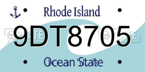 9DT8705 Rhode Island License Plate
