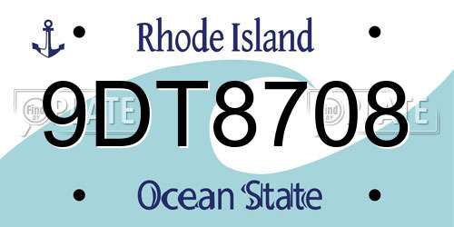 9DT8708 Rhode Island License Plate