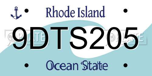 9DTS205 Rhode Island License Plate