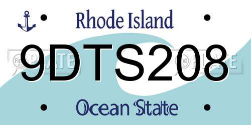 9DTS208 Rhode Island License Plate
